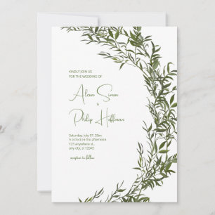 Florale Grünkarte im Wasserfarbenstil Hochzeit Einladung