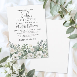 Florale Grünpflanzen Eukalyptus Babyparty Einladung
