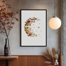 Florale Halbmond-Kunst aus gepressten Blumen