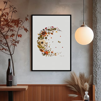 Florale Halbmond-Kunst aus gepressten Blumen Poster