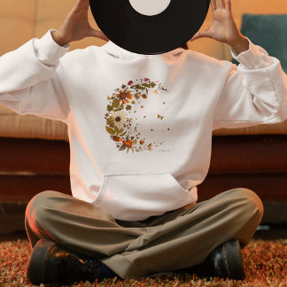 Florale Halbmond-Pressed-Flower-Kunst Hoodie
