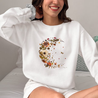 Florale Halbmond-Pressed-Flower-Kunst Sweatshirt