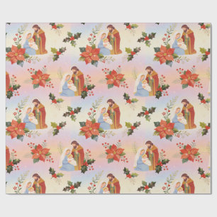 Florale Heilige Familie Weihnachten TMF26 Geschenkpapier
