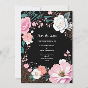 Florale Hochzeit Speichern Sie die Datumskarte Save The Date