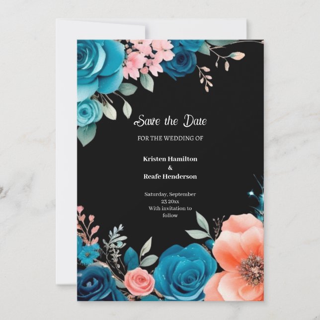 Florale Hochzeit Speichern Sie die Datumskarte Save The Date (Vorderseite)