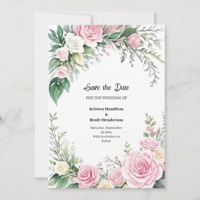 Florale Hochzeit Speichern Sie die Datumskarte Save The Date (Vorderseite)