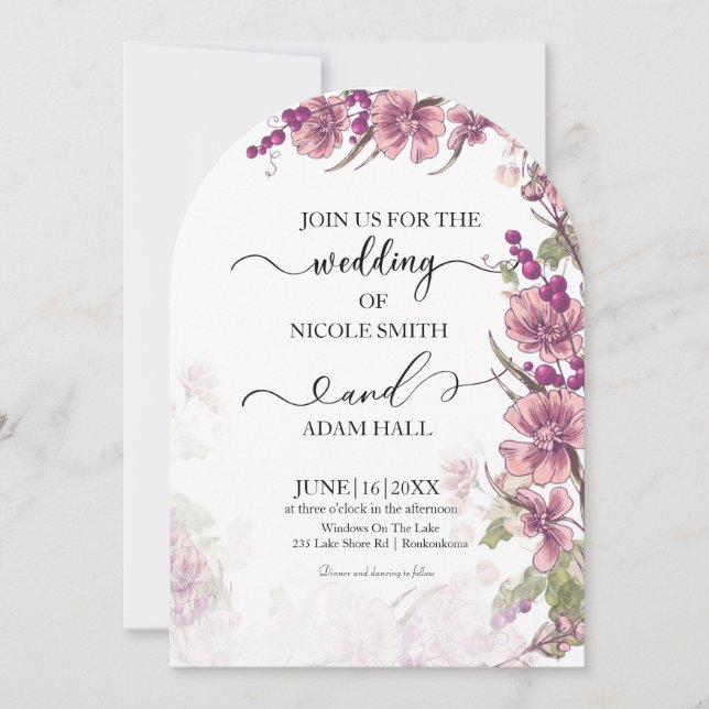 Florale Hochzeitseinladung Einladung (Vorderseite)