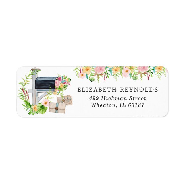 Florale Hochzeitsshower per Post | Absenderadresse (Vorne)