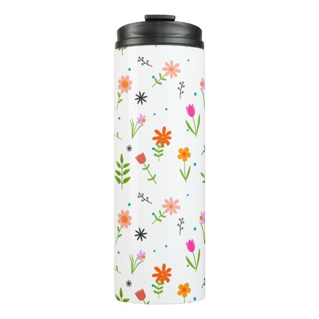 Florale Hübsche Blume Muster Thermal Tumbler Thermosbecher (Vorderseite)