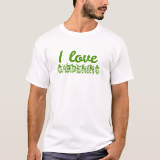 Florale "Ich liebe Gartenarbeit" Typografie T-Shirt