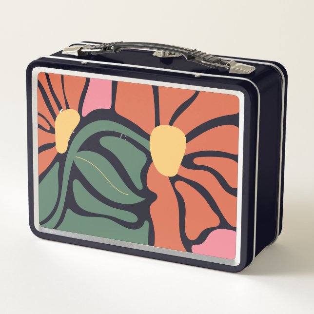 Florale Illustration Metall Brotdose (Rückseite)