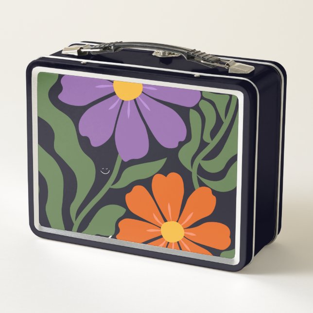 Florale Illustration Metall Brotdose (Rückseite)