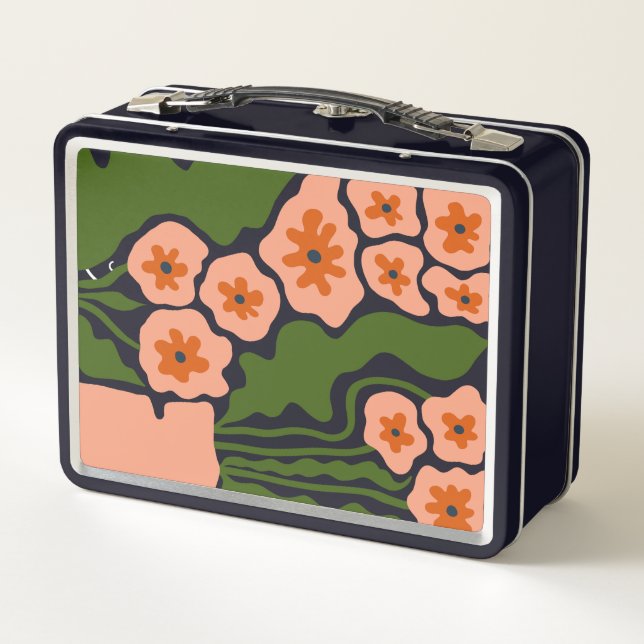 Florale Illustration Metall Brotdose (Rückseite)