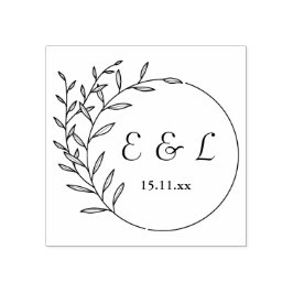 Florale-Initialen-Personalisierung Gummistempel