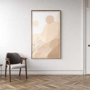 Florale Japandi-Zen-Wandkunst Druck im Salbeigrü