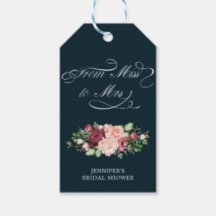 florale Kalligrafie von Fräulein zu Mrs Brautparty Geschenkanhänger