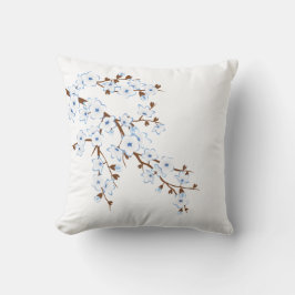 Florale Kirschblüten Blau Weiß Kissen