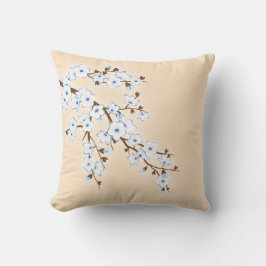 Florale Kirschblüten Blau Weiß Kissen