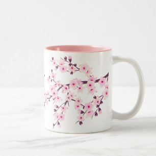 Florale Kirschblüten Rosa Weiß Zweifarbige Tasse