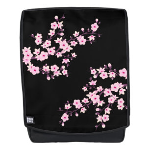 Florale Kirschblüten Schwarz Pink Rucksack