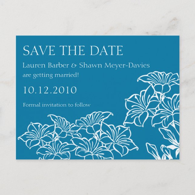 Florale Konturen Save the Date Postkarte (Vorderseite)