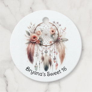 Florale Kristallfeder Traumfänger Boho Sweet 16 Geschenkanhänger
