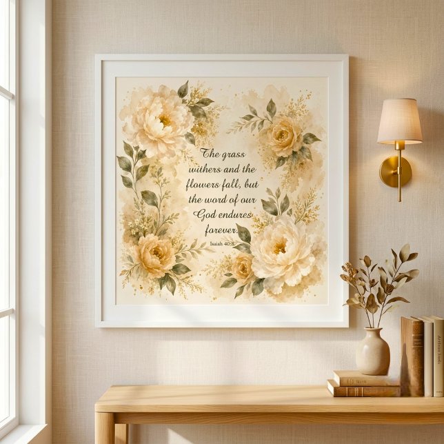 Florale Kunst Wasserfarbe Christliche Bibelvers  Poster (floral wall art,
inspirational wall art,
gifts for her,
Christian home decor,
Bible verse)