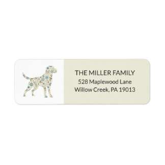 Florale Labradoodle-Hund-Silhouette-Adresse
