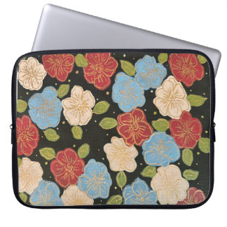 Florale Laptop-Hülle mit rosa, blau, grün und gold Laptopschutzhülle