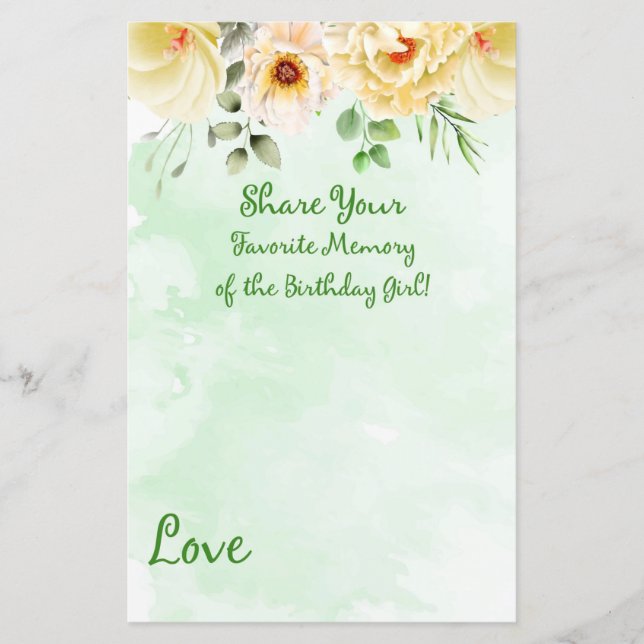 Florale Lieblingsgedächtnis des Geburtstagskarlche (Vorderseite)