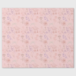 Florale Linienkunst zum Abschluss Geschenkpapier