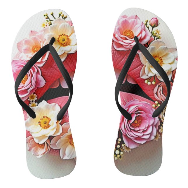 Florale Lippenkunst Flip Flops (Fußbett)