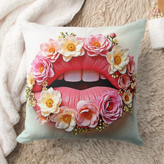 Florale Lippenkunst Kissen (Decke)