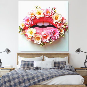 Florale Lippenkunst Leinwanddruck