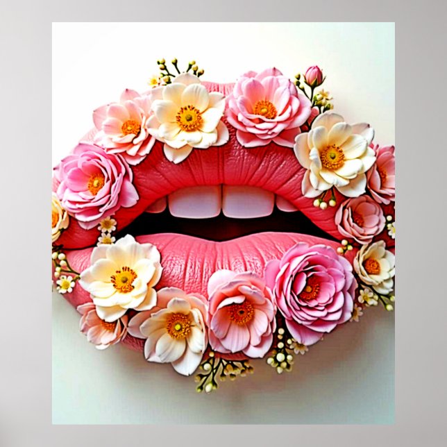Florale Lippenkunst Poster (Vorne)