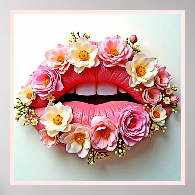 Florale Lippenkunst Poster (Vorne)
