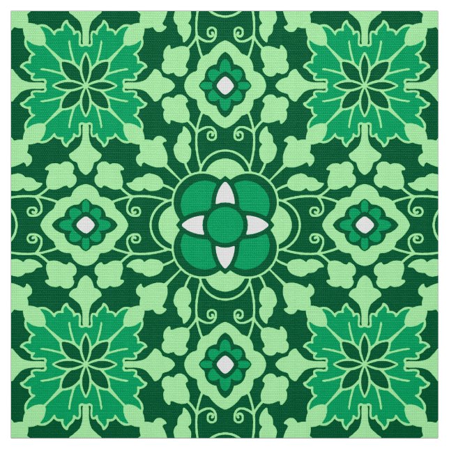 Florale marokkanische Tile, Light und Dark Jade Gr Stoff (Muster)