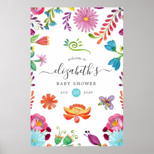 Florale mexikanische Fiesta-Baby- oder Brautparty Poster