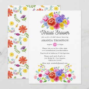 Florale mexikanische Fiesta-Virtual-Bridal-Shower- Einladung