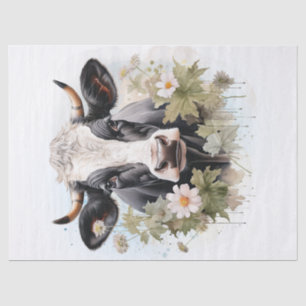 Florale Milchkuh Holstein Friesian Aquarell Seidenpapier