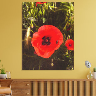 Florale Mohn-Träumerin – Botanische Fantasy-Kunst Leinwanddruck