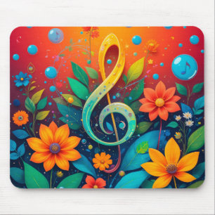 🎵 Florale Musiknoten-Arbeitsplatzgestaltung Mousepad