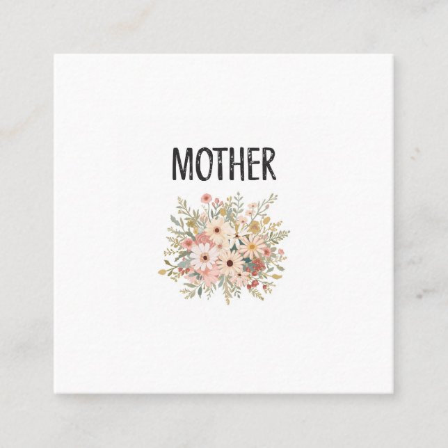 florale "MUTTER"-Visitenkarte Quadratische Visitenkarte (Vorderseite)