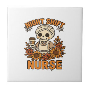 Florale Nachtschicht Krankenschwester Skelett Hall Fliese