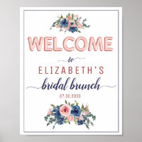 Florale Navy-Blush-Roségoldene Hochzeits-Brunch-Be