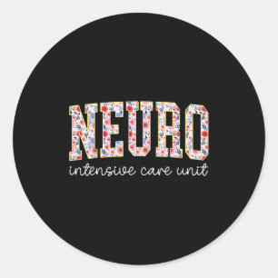 Florale Neuro-Intensivstation Krankenschwester Geh Runder Aufkleber