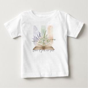 Florale offene Buch-Wasserfarbenkunst Baby T-shirt