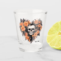 Florale Orange- und Schwarze-Nacht-Engelsherz