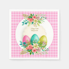 Florale Ostereier & Aquarell-Rosa Rosen Serviette