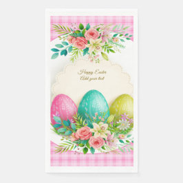 Florale Ostereier & Aquarell-Rosa Rosen Serviette